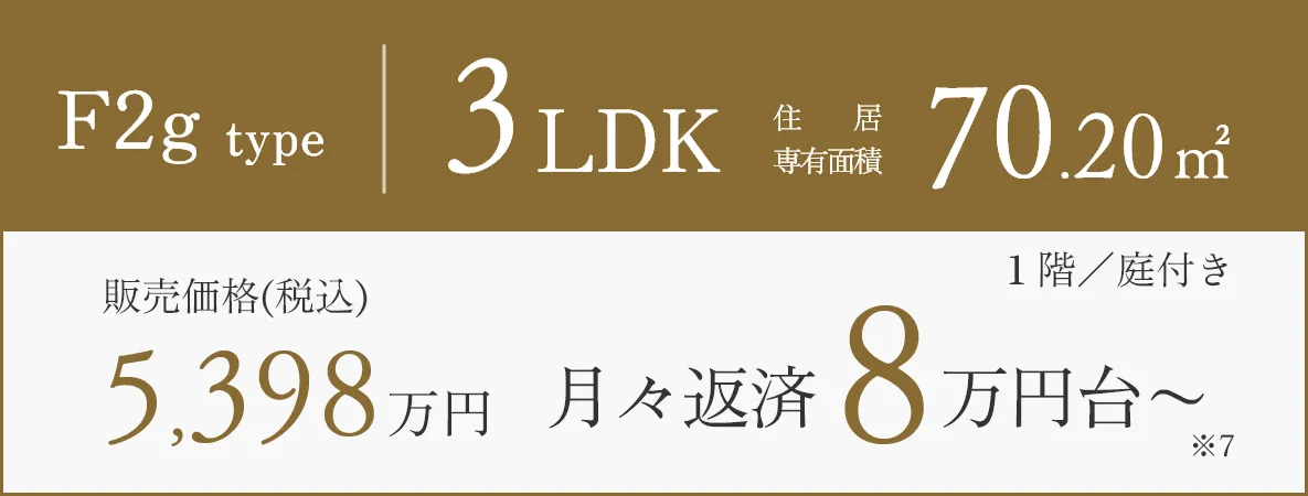 F2g type 3LDK 5,398万円