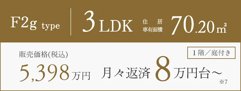 F2g type 3LDK 5,398万円